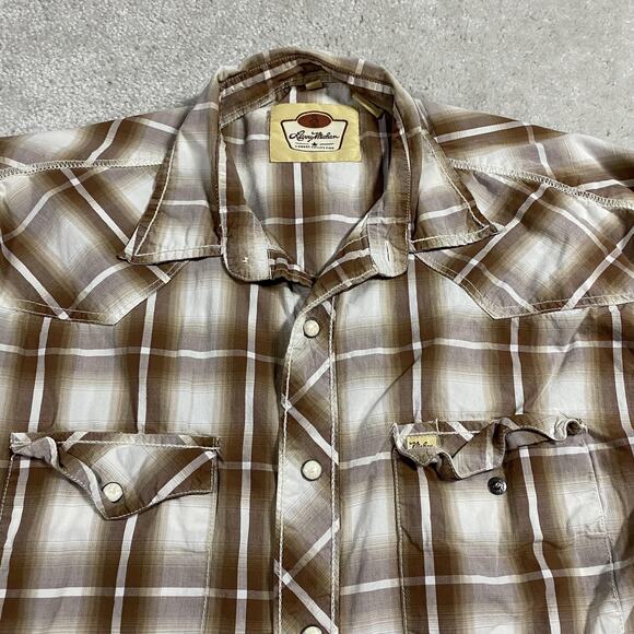 Larry Mahan Cowboy Collection Shirt Mens L Brown Plaid Western Pearl Snap - Picture 2 of 9
